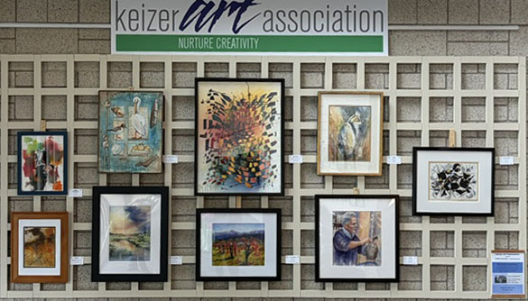 Wall of watercolor paintings